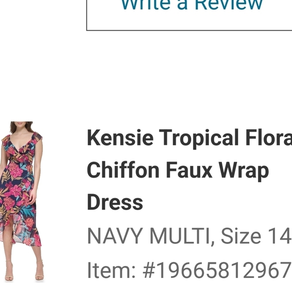 Kenzie Tropical Floral Faux Wrap Dress Sz 14 - Picture 9 of 9